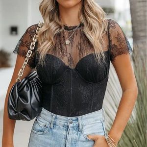 Plaza Lace Bustier Bodysuit - medium